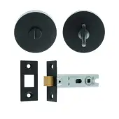 UDP/BATH30/MB Carlisle Brass Matt Black Bathroom  Pack with Matching Turn & Release and 76mm Tubular Deadbolt