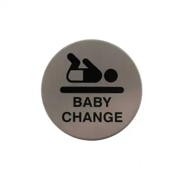 Click Here To Enlarge This Photo Of Atlantic - AS75BCASSS 'Baby' Change Disc Sign 75mm (Self Adhesive) - Satin Stainless Steel