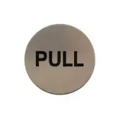 Atlantic - AS75PULLASSS 'Pull' Disc Sign 75mm (Self Adhesive) - Satin Stainless Steel