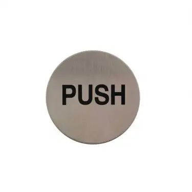 Click Here To Enlarge This Photo Of Atlantic - AS75PUSHASSS 'Push' Disc Sign 75mm (Self Adhesive) - Satin Stainless Steel