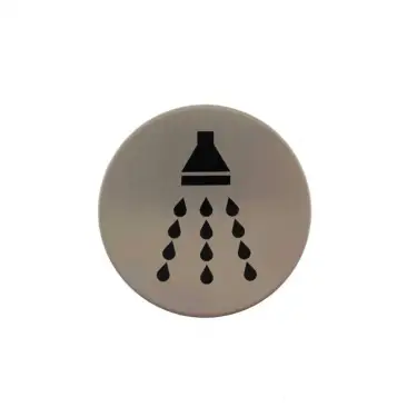 Click Here To Enlarge This Photo Of Atlantic - AS75SASSS 'Shower' Disc Sign 75mm (Self Adhesive) - Satin Stainless Steel