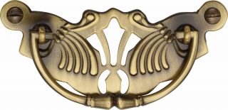 V5021-AT Heritage Brass Cabinet Pull Ornate Plate Design Antique Brass Finish