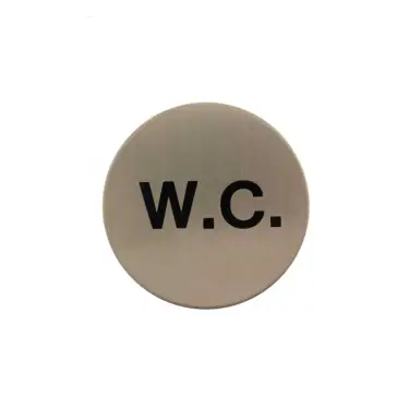Click Here To Enlarge This Photo Of Atlantic - AS75WCASSS 'WC' Disc Sign 75mm (Self Adhesive) - Satin Stainless Steel