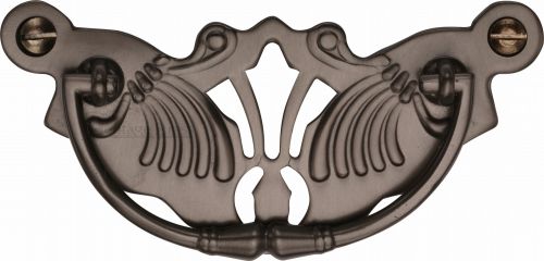 Click Here To Enlarge This Photo Of V5021-MB Heritage Brass Cabinet Pull Ornate Plate Design Matt Bronze Finish