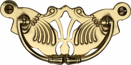 Click Here To Enlarge This Photo Of V5021-PB Heritage Brass Cabinet Pull Ornate Plate Design Polished Brass Finish