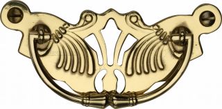 V5021-PB Heritage Brass Cabinet Pull Ornate Plate Design Polished Brass Finish