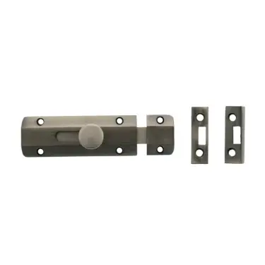 Click Here To Enlarge This Photo Of Atlantic - ASB4MBN Solid Brass Surface Door Bolt 4" - Matt Gun Metal