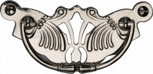 Click Here To Enlarge This Photo Of V5021-PNF Heritage Brass Cabinet Pull Ornate Plate Design Polished Nickel Finish