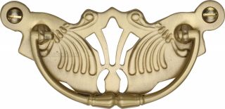 V5021-SB Heritage Brass Cabinet Pull Ornate Plate Design Satin Brass Finish