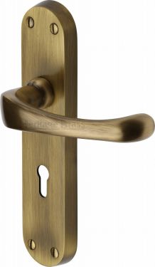Click Here To Enlarge This Photo Of V6050-AT Heritage Brass Door Handle Lever Lock Gloucester Design Antique Brass Finish