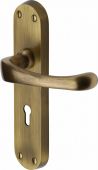 V6050-AT Heritage Brass Door Handle Lever Lock Gloucester Design Antique Brass Finish