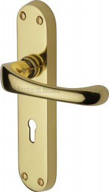 Click Here To Enlarge This Photo Of V6050-PB Heritage Brass Door Handle Lever Lock Gloucester Design Polished Brass Finish