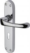 V6050-PC Heritage Brass Door Handle Lever Lock Gloucester Design Polished Chrome Finish