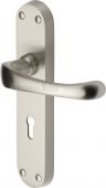 V6050-SN Heritage Brass Door Handle Lever Lock Gloucester Design Satin Nickel Finish