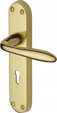 Click Here To Enlarge This Photo Of V6052-PB Heritage Brass Door Handle Lever Lock Sutton Design Polished Brass Finish
