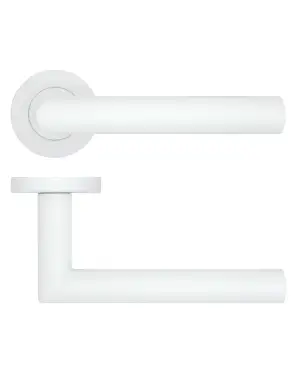 Click Here To Enlarge This Photo Of RT010-PCW - Zoo Hardware Rosso Tecnica 'Lugano' Lever on Round Rose - Powder Coat White