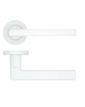 Click Here To Enlarge This Photo Of RT040-PCW - Zoo Hardware Rosso Tecnica 'Varese' Lever on Round Rose - Powder Coat White