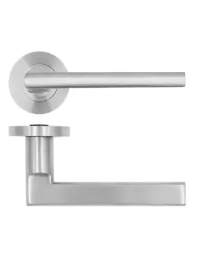 Click Here To Enlarge This Photo Of RT040SS - Zoo Hardware Rosso Tecnica 'Varese' Lever on Round Rose - Satin Stainless Steel