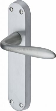 Click Here To Enlarge This Photo Of V6054-SC Heritage Brass Door Handle Lever Latch Sutton Design Satin Chrome Finish
