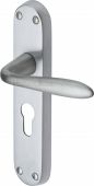 V6057-SC Heritage Brass Door Handle For Euro Profile Plate Sutton Design Satin Chrome Finish