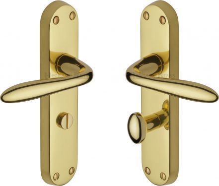 Click Here To Enlarge This Photo Of V6058-PB Heritage Brass Door Handle For Bathroom Sutton Design Polished Brass Finish