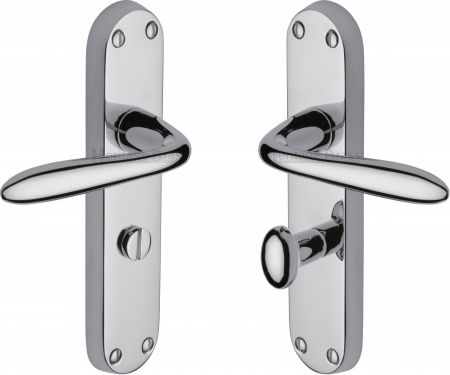 Click Here To Enlarge This Photo Of V6058-PC Heritage Brass Door Handle For Bathroom Sutton Design Polished Chrome Finish