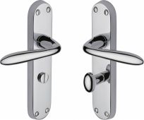 V6058-PC Heritage Brass Door Handle For Bathroom Sutton Design Polished Chrome Finish