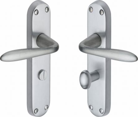 Click Here To Enlarge This Photo Of V6058-SC Heritage Brass Door Handle For Bathroom Sutton Design Satin Chrome Finish