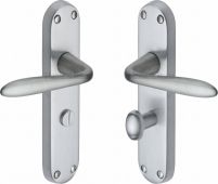 V6058-SC Heritage Brass Door Handle For Bathroom Sutton Design Satin Chrome Finish