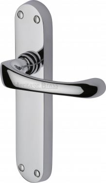 Click Here To Enlarge This Photo Of V6060-PC Heritage Brass Door Handle Lever Latch Gloucester Design Polished Chrome Finish
