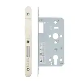 VDL0060-R-SSS - Zoo Hardware Vier DIN Euro Deadlock 60mm Backset with 2pc Radius Forend - Satin Stainless Steel Finish