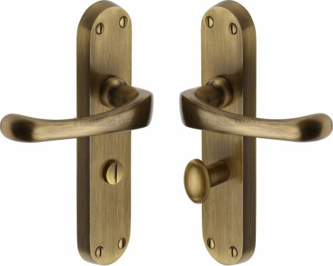 Click Here To Enlarge This Photo Of V6070-AT Heritage Brass Door Handle For Bathroom Gloucester Design Antique Brass Finish