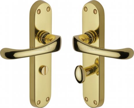 Click Here To Enlarge This Photo Of V6070-PB Heritage Brass Door Handle For Bathroom Gloucester Design Polished Brass Finish