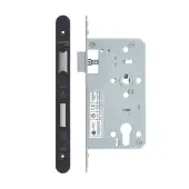VDL7260-R-PVDBLK - Zoo Hardware Vier DIN Euro Sashlock 60mm Backset (72mm Centres) with 2pc Radius Forend - PVD Black Finish