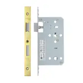 VDL7860-PVDG - Zoo Hardware Vier DIN Bathroom Lock 60mm Backset (78mm Centres) with 2pc Square Forend - PVD Gold Finish