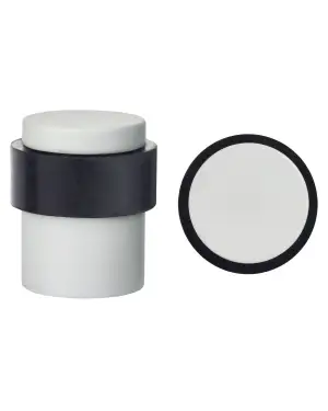 Click Here To Enlarge This Photo Of ZAS85-PCW - Zoo Hardware Floor Mounted Round Collared Door Stop with Flat Top (35mm dia) Powder Coated Matt White