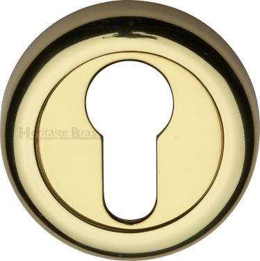 Click Here To Enlarge This Photo Of V6724-PB Heritage Brass Euro Profile Cylinder Escutcheon Polished Brass Finish