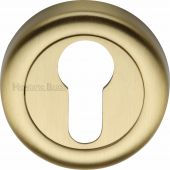 V6724-SB Heritage Brass Euro Profile Cylinder Escutcheon Satin Brass Finish