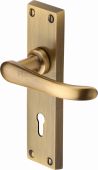V700-AT Heritage Brass Door Handle Lever Lock Windsor Design Antique Brass Finish
