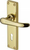 V700-PB Heritage Brass Door Handle Lever Lock Windsor Design Polished Brass Finish