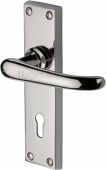 V700-PNF Heritage Brass Door Handle Lever Lock Windsor Design Polished Nickel Finish