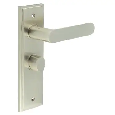Click Here To Enlarge This Photo Of BUR-25SN-453SN-81SN Frelan Hardware Burlington 'Kensington' Door Handles on 57mm Bathroom Backplate with Satin Nickel Turn & Release (Inner 3)