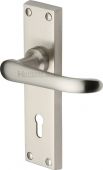 V700-SN Heritage Brass Door Handle Lever Lock Windsor Design Satin Nickel Finish