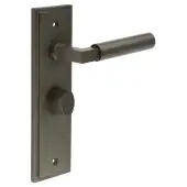 BUR-30DB-453DB-81DB Frelan Hardware Burlington 'Westminster' Door Handles on 57mm Bathroom Backplate with Dark Bronze Turn & Release (Inner 3)