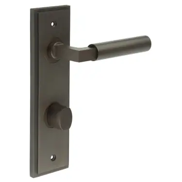 Click Here To Enlarge This Photo Of BUR-30DB-456DB-81DB Frelan Hardware Burlington 'Westminster' Door Handles on 78mm DIN Bathroom Backplate with Dark Bronze Turn & Release (Inner 3)