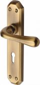 V7050-AT Heritage Brass Door Handle Lever Lock Charlbury Design Antique Brass Finish