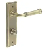BUR-35AB-456AB-80AB Frelan Hardware Burlington 'Highgate' Door Handles on 78mm DIN Bathroom Backplate with Antique Brass Turn & Release (Inner 1)