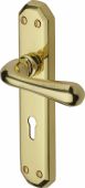 V7050-PB Heritage Brass Door Handle Lever Lock Charlbury Design Polished Brass Finish