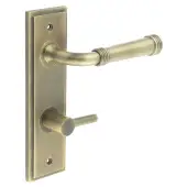 BUR-35AB-456AB-82AB Frelan Hardware Burlington 'Highgate' Door Handles on 78mm DIN Bathroom Backplate with Antique Bronze Easy Turn & Release