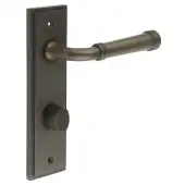BUR-35DB-456DB-81DB Frelan Hardware Burlington 'Highgate' Door Handles on 78mm DIN Bathroom Backplate with Dark Bronze Turn & Release (Inner 3)